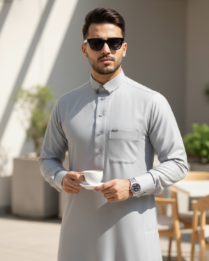 Saudi Raheb Thobes in India (Grey) 1 - IslamicShoppe.com
